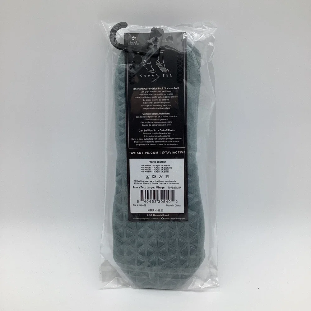 Tavi Tec Savvy Tec Ultimate Performance Grip‎ Socks Mirage Blue Size Large New